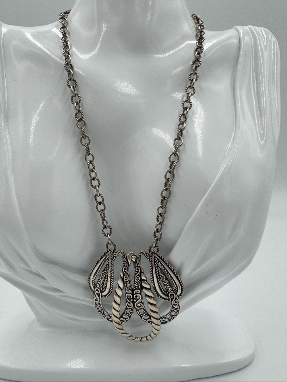 Carolyn Pollack Relios 925 Ornate Pendant Necklace 30 grams